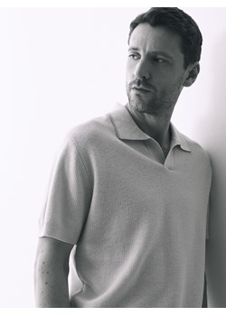 Reserved - Koszulka polo z lnem - złamana biel ze sklepu Reserved w kategorii T-shirty męskie - zdjęcie 188930205