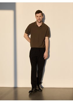 Reserved - Koszulka polo z lnem - oliwkowy ze sklepu Reserved w kategorii T-shirty męskie - zdjęcie 188930209