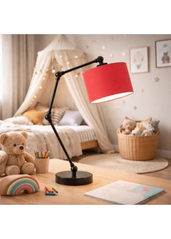 Designerska lampka nocna z czerwonym abażurem ASMARA lampka biurkowa z regulacją wysokości ze sklepu Lysne w kategorii Lampy stołowe - zdjęcie 188930305