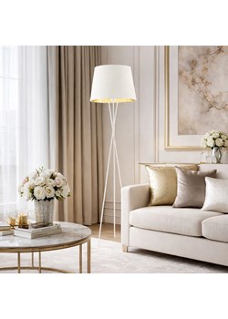 Biała lampa stojąca na 3 nogach do sypialni TOKIO GOLD ze sklepu Lysne w kategorii Lampy podłogowe - zdjęcie 188930319