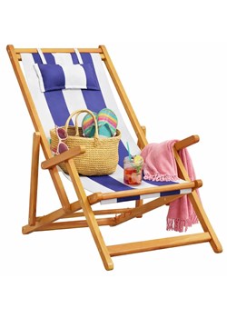 Leżak plażowy z poduszką w biało-niebieskie paski L1-M71 ze sklepu Edinos.pl w kategorii Leżaki ogrodowe - zdjęcie 188931369