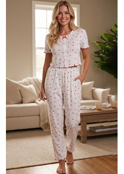 Piżama damska dwuczęściowa w serduszka ROMESSIA, Kolor biało-czerwony, Rozmiar M, Passion ze sklepu Primodo w kategorii Piżamy damskie - zdjęcie 188931757