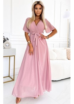 Numoco 545-1 długa sukienka z plisowanym dekoltem i wiązaniem ze sklepu intimiti.pl w kategorii Sukienki - zdjęcie 188932767