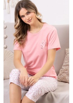 Bawełniana piżama damska 1721 Oksana, Kolor koralowo-biały, Rozmiar M, Leveza ze sklepu Intymna w kategorii Piżamy damskie - zdjęcie 188932878