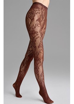 Marilyn czekoladowe rajstopy kabaretki w roślinny wzór Charly G001, Kolor czekoladowy, Rozmiar 5, Marilyn ze sklepu Intymna w kategorii Rajstopy - zdjęcie 188932915