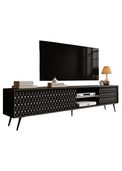 Czarna ryflowana szafka pod telewizor 175 cm - Riwiso 4X ze sklepu Edinos.pl w kategorii Szafki RTV - zdjęcie 188933037