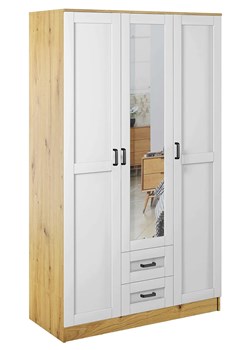 Skandynawska szafa z lustrem dąb artisan + biały - Lorenix ze sklepu Edinos.pl w kategorii Szafy - zdjęcie 188933045