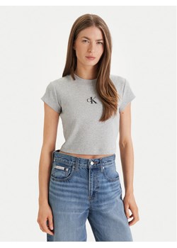 Calvin Klein Jeans T-Shirt LV047AB802 Szary Regular Fit ze sklepu MODIVO w kategorii Bluzki damskie - zdjęcie 188935229