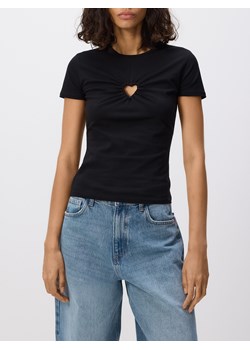 Reserved - T-shirt z ozdobnym wycięciem - czarny ze sklepu Reserved w kategorii Bluzki damskie - zdjęcie 188936897