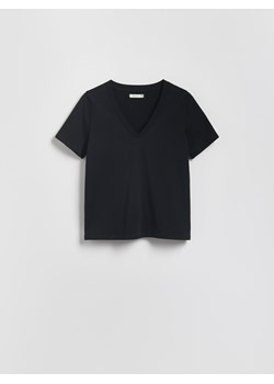 Reserved - T-shirt regular z dekoltem V - czarny ze sklepu Reserved w kategorii Bluzki damskie - zdjęcie 188936959