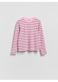 Reserved - Longsleeve z merceryzowanej bawełny - pastelowy róż ze sklepu Reserved w kategorii Bluzki damskie - zdjęcie 188937087