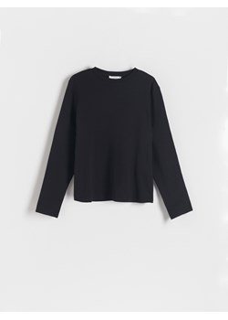 Reserved - Longsleeve z merceryzowanej bawełny - czarny ze sklepu Reserved w kategorii Bluzki damskie - zdjęcie 188937089
