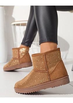 Royalfashion Damskie buty a'la śniegowce z cyrkoniami w kolorze camel Rudis ze sklepu royalfashion.pl w kategorii Śniegowce damskie - zdjęcie 188938396