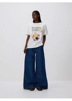 Reserved - Bawełniany t-shirt z nadrukiem - biały ze sklepu Reserved w kategorii Bluzki damskie - zdjęcie 188939537