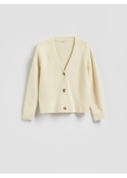 Reserved - Wełniany kardigan - jasnożółty ze sklepu Reserved w kategorii Swetry damskie - zdjęcie 188939569