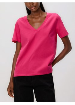 Reserved - T-shirt regular z dekoltem V - jasnofioletowy ze sklepu Reserved w kategorii Bluzki damskie - zdjęcie 188939676