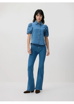 Reserved - Jeansowa koszula z bufiastymi rękawami - niebieski ze sklepu Reserved w kategorii Bluzki damskie - zdjęcie 188940067