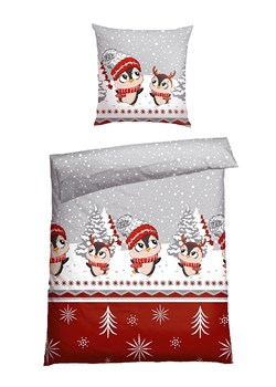 Schiesser Komplet pościeli flanelowej "Antoni" w kolorze szaro-czerwonym ze sklepu Limango Polska w kategorii Pościele - zdjęcie 188942416