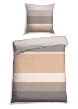 Schiesser Komplet pościeli renforcé "Red Earth Stripe" w kolorze beżowo-szarym ze sklepu Limango Polska w kategorii Pościele - zdjęcie 188942707