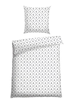 Schiesser Komplet pościeli renforcé "Nola" w kolorze biało-granatowym ze sklepu Limango Polska w kategorii Pościele - zdjęcie 188942957