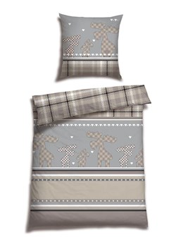 Schiesser Komplet pościeli flanelowej "Salous" w kolorze beżowo-szarym ze sklepu Limango Polska w kategorii Pościele - zdjęcie 188943088