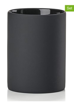 Zone Denmark Kubki łazienkowe (2 szt.) "Karma" w kolorze czarnym  - wys. 10 x Ø 7,6 cm ze sklepu Limango Polska w kategorii Dozowniki do mydła - zdjęcie 188945847