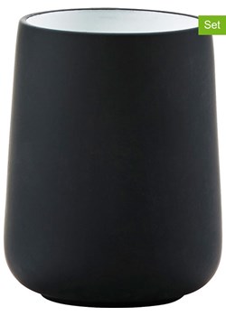Zone Denmark Kubki łazienkowe (2 szt.) "Nova" w kolorze czarnym - wys. 10 x Ø 8 cm ze sklepu Limango Polska w kategorii Dozowniki do mydła - zdjęcie 188946358