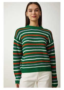 Happiness Istanbul Sweter w kolorze zielono-biało-pomarańczowym ze sklepu Limango Polska w kategorii Swetry damskie - zdjęcie 188951406