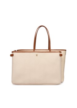 Torebka Tommy Hilfiger Th Monoplay Tote Le AW0AW17416 Beżowy ze sklepu eobuwie.pl w kategorii Torby Shopper bag - zdjęcie 188952409