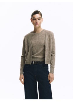 Reserved - Wełniany kardigan - brązowy ze sklepu Reserved w kategorii Swetry damskie - zdjęcie 188954588