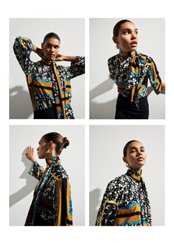 Reserved - Wzorzysta bluzka z wiązaniem - wielobarwny ze sklepu Reserved w kategorii Bluzki damskie - zdjęcie 188954888