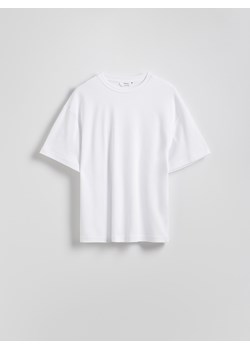 Reserved - T-shirt oversize z merceryzowanej bawełny - biały ze sklepu Reserved w kategorii Bluzki damskie - zdjęcie 188954929