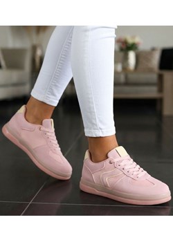 Wiązane snekaersy damskie różowe pastelowe /D3-3 18827 G455/ ze sklepu Pantofelek24.pl w kategorii Buty sportowe damskie - zdjęcie 188955425