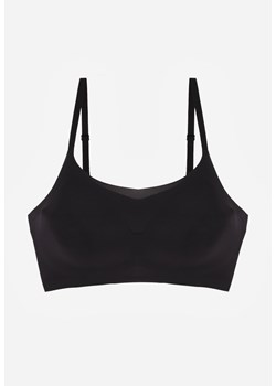 Czarny Bezszwowy Biustonosz Bez Fiszbin z Usztywnianymi Miseczkami Leavessa ze sklepu born2be.pl w kategorii Biustonosze - zdjęcie 188955505