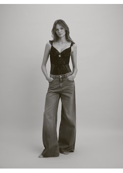 Reserved - Siateczkowe body z haftem - czarny ze sklepu Reserved w kategorii Bluzki damskie - zdjęcie 188955847