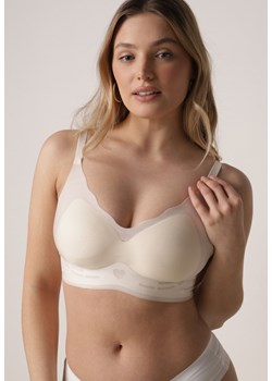 Jasnobeżowy Usztywniany Biustonosz Bezszwowy Bez Fiszbin Pretiona ze sklepu born2be.pl w kategorii Biustonosze - zdjęcie 188957776