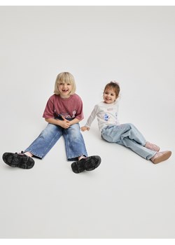 Reserved - Jeansy wide leg z opraniem - niebieski ze sklepu Reserved w kategorii Spodnie dziewczęce - zdjęcie 188958126