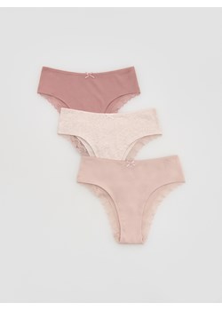 Reserved - Bawełniane majtki hipster 3 pack - brudny róż ze sklepu Reserved w kategorii Majtki damskie - zdjęcie 188958196