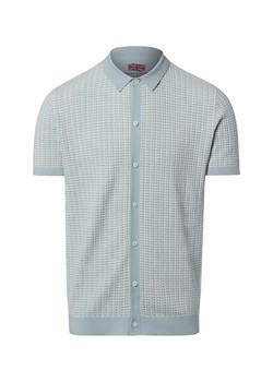 Finshley & Harding London Męska koszulka polo z dzianiny Mężczyźni Bawełna (100%) jasnoniebieski wypukły wzór tkaniny ze sklepu vangraaf w kategorii T-shirty męskie - zdjęcie 188958326