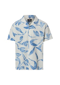 Nils Sundström Męska koszulka z krótkim rękawem z zawartością lnu Mężczyźni Regular Fit Bawełna biały wzorzysty ze sklepu vangraaf w kategorii Koszule męskie - zdjęcie 188958329