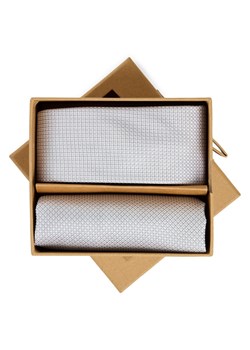 Finshley & Harding London Krawat i poszetka z jedwabiu Mężczyźni Jedwab srebrny wypukły wzór tkaniny ze sklepu vangraaf w kategorii Krawaty - zdjęcie 188958398