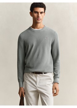 Gant Męski sweter z dzianiny Mężczyźni Bawełna (100%) seledynowy jednolity ze sklepu vangraaf w kategorii Swetry męskie - zdjęcie 188958408