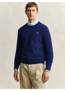 Gant Męski sweter z dzianiny Mężczyźni Bawełna (100%) indygo jednolity ze sklepu vangraaf w kategorii Swetry męskie - zdjęcie 188958409