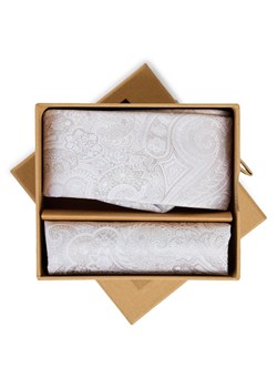 Finshley & Harding London Krawat i poszetka z jedwabiu Mężczyźni Jedwab (100%) beżowy wzorzysty ze sklepu vangraaf w kategorii Krawaty - zdjęcie 188958468