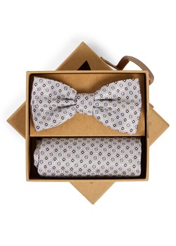 Finshley & Harding London Męska jedwabna muszka i poszetka Mężczyźni Jedwab (100%) beżowy wzorzysty ze sklepu vangraaf w kategorii Muchy - zdjęcie 188958476