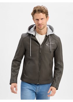 Finshley & Harding Męska kurtka skórzana Mężczyźni błotnisty jednolity ze sklepu vangraaf w kategorii Kurtki męskie - zdjęcie 188958478