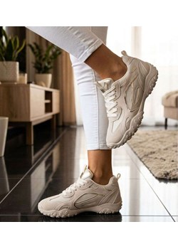 Beżowe buty sportowe sneakersy /C6-3 18822 W298/ ze sklepu Pantofelek24.pl w kategorii Buty sportowe damskie - zdjęcie 188962546
