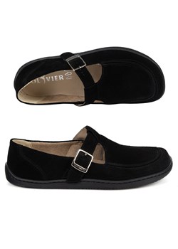 Damskie buty barefoot skórzane Olivier 1295 klamerka czarny welur ze sklepu butyolivier w kategorii Półbuty damskie - zdjęcie 188963859