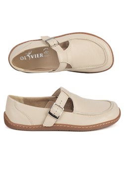 Damskie buty barefoot skórzane Olivier 1295 klamerka beżowe ze sklepu butyolivier w kategorii Półbuty damskie - zdjęcie 188963927