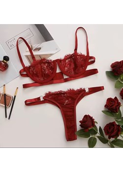 Klasyczny koronkowy komplet bielizny - Bordowy S ze sklepu Intimica.pl w kategorii Komplety bielizny damskiej - zdjęcie 188964448